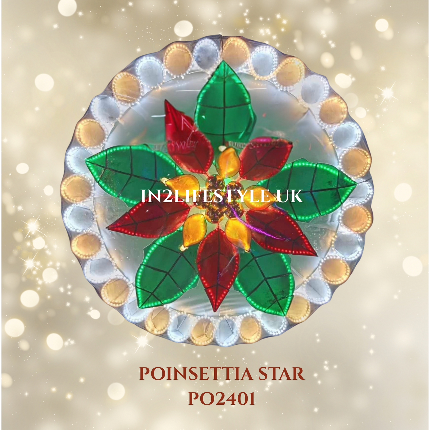 PO2401 Poinsettia Star Capiz Christmas Parol (UKCA / CE Certified)