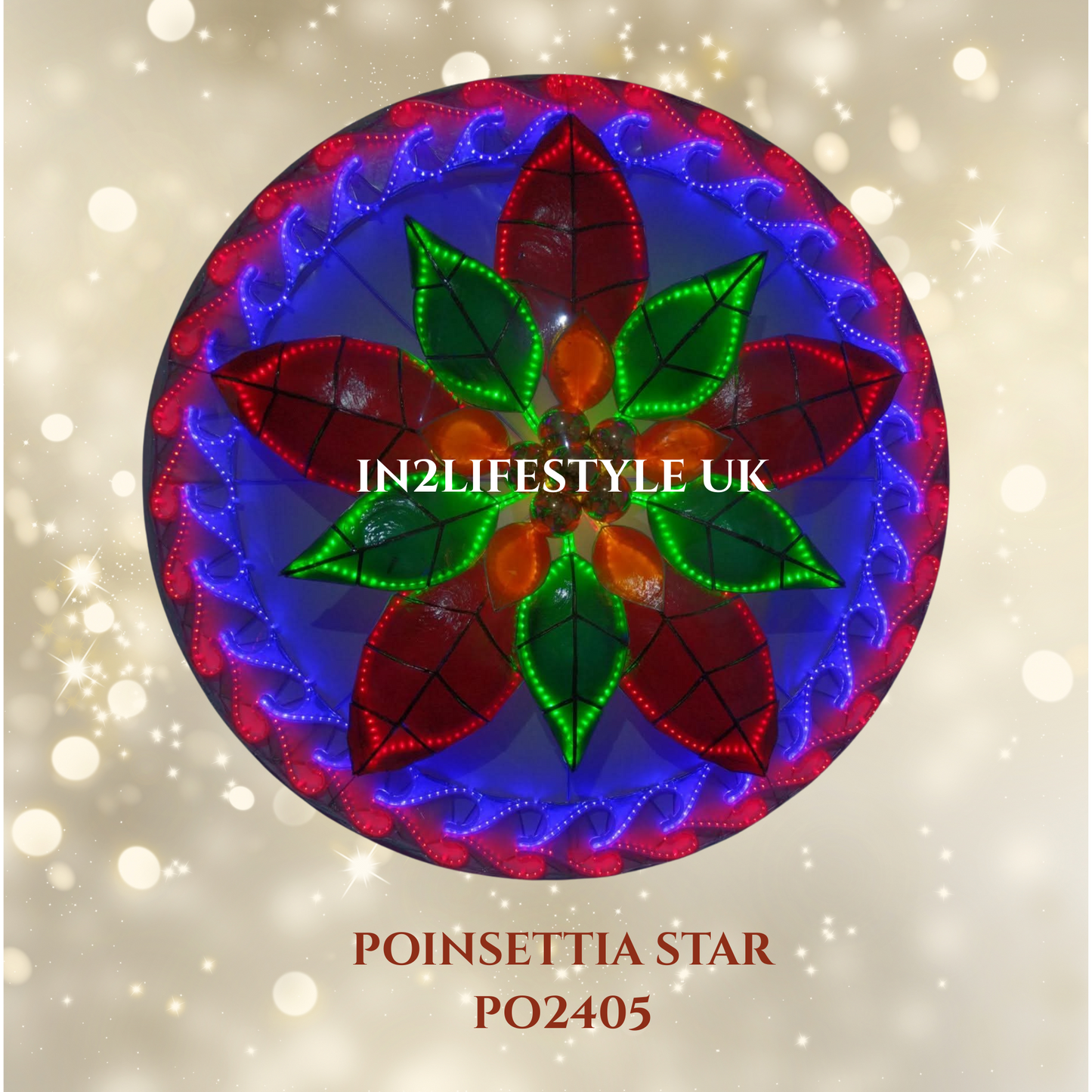 PO2405 Poinsettia Star Capiz Christmas Parol (UKCA / CE Certified)