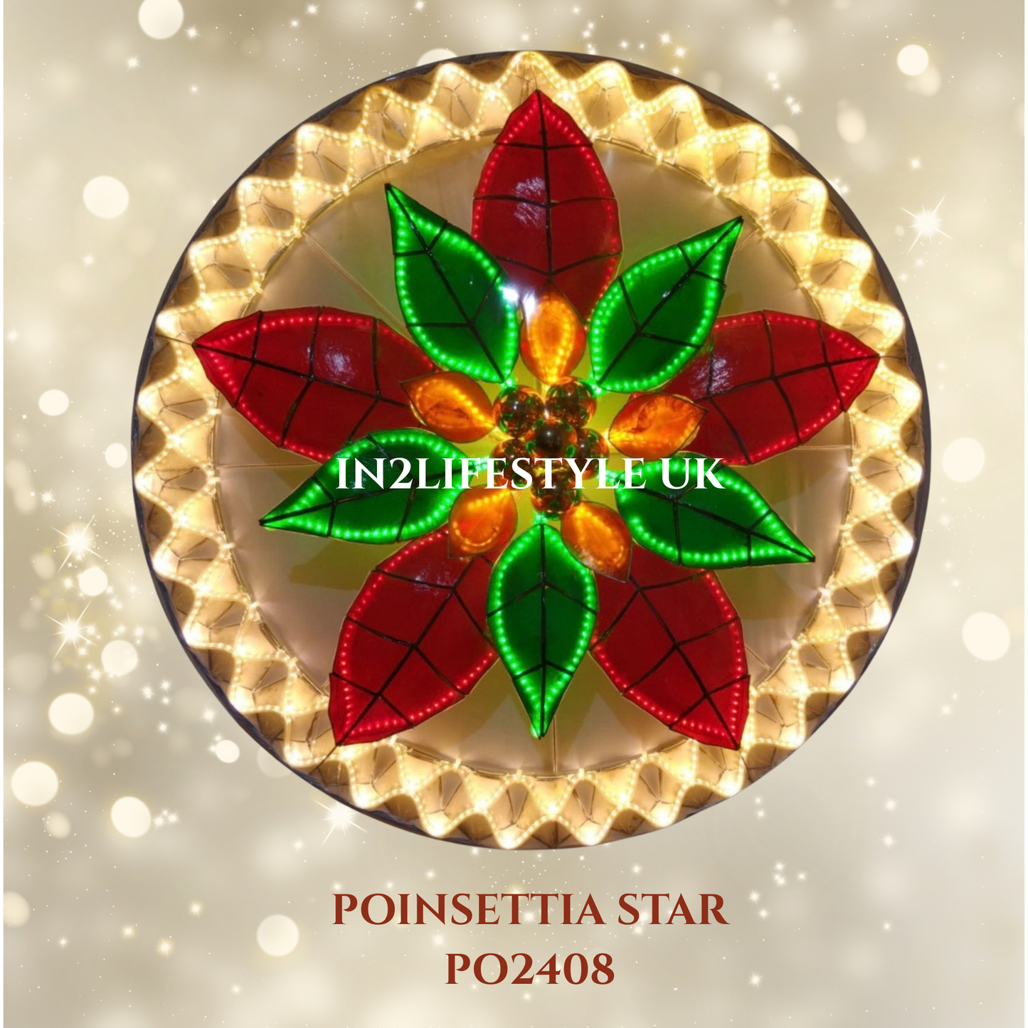 PO2408 Poinsettia Star Capiz Christmas Parol (UKCA / CE Certified)