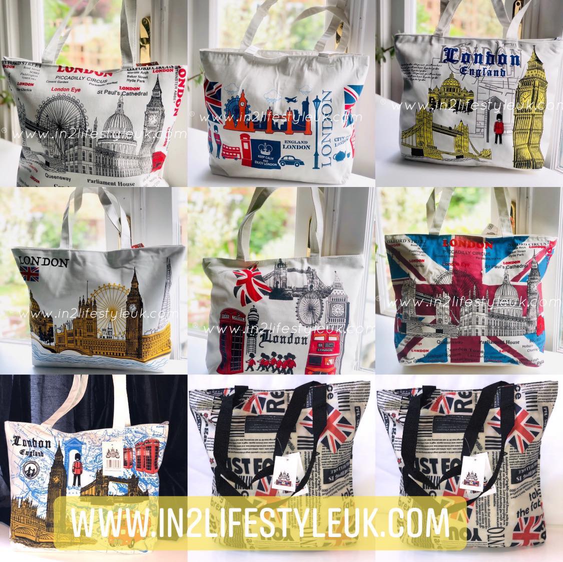 20pcs for £100 London Sight Tote Bags with Zipper