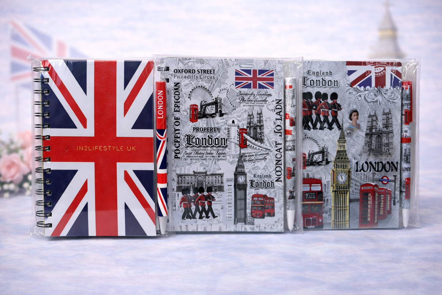 London Souvenir Spring Binded Notebook and Pen Set