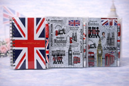 London Souvenir Spring Binded Notebook and Pen Set