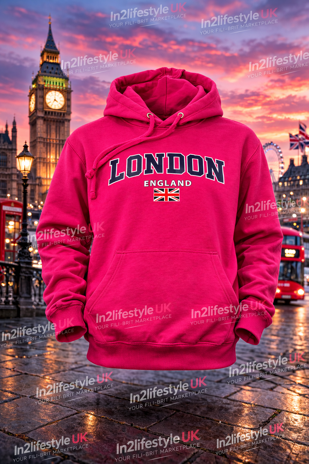 LPH4 London Printed Adult Hoodies