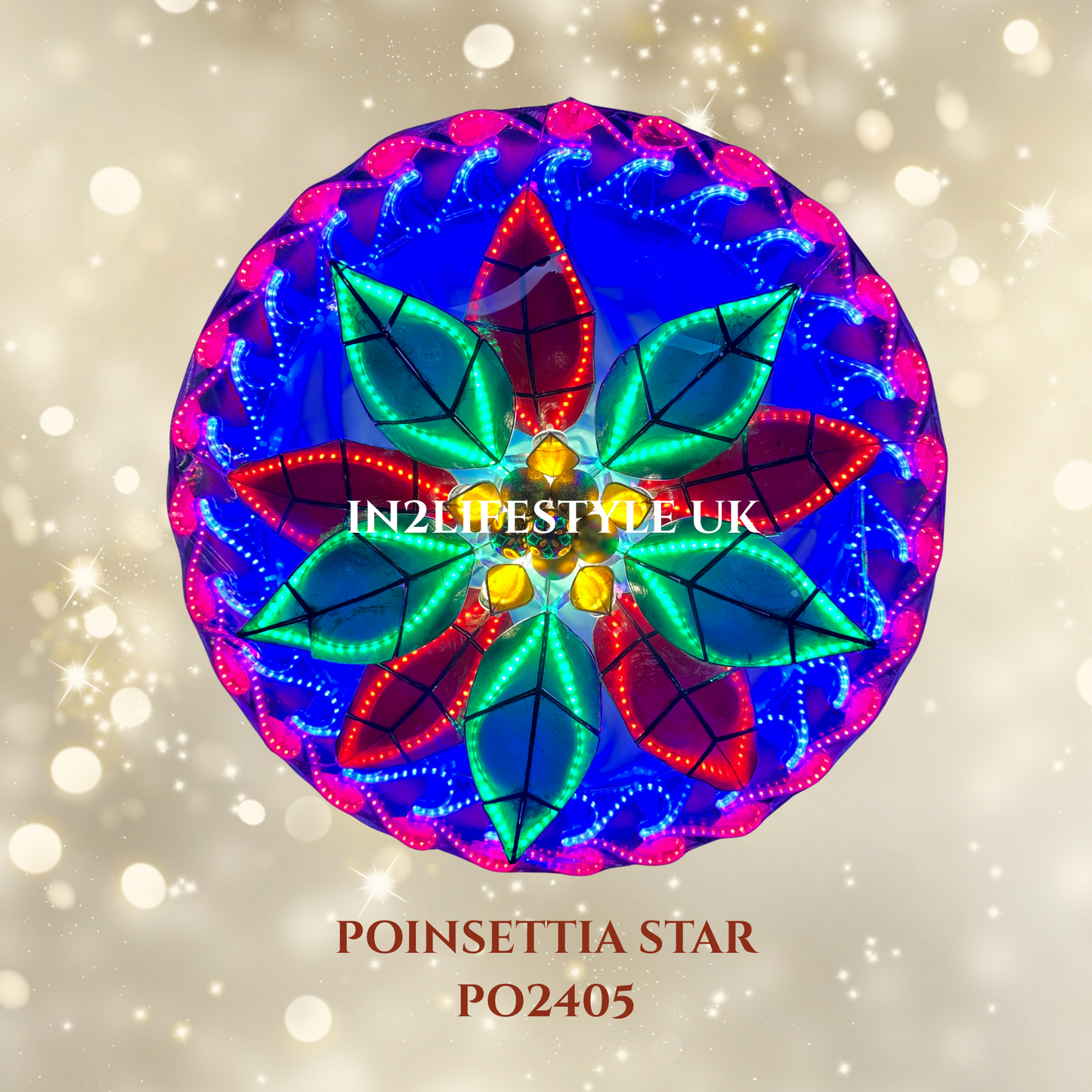 PO2405 Poinsettia Star Capiz Christmas Parol (UKCA / CE Certified)