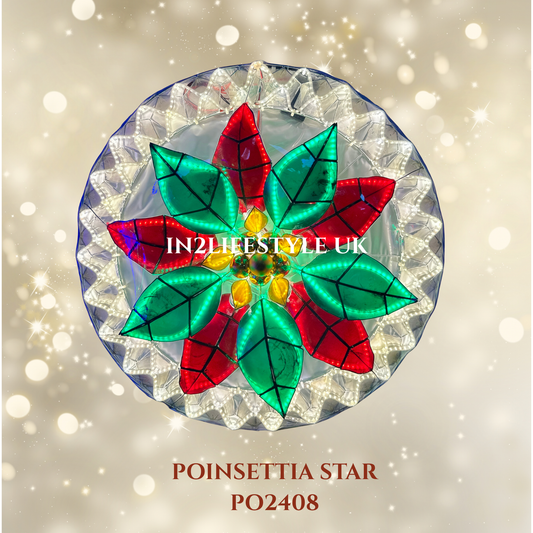PO2408 Poinsettia Star Capiz Christmas Parol (UKCA / CE Certified)
