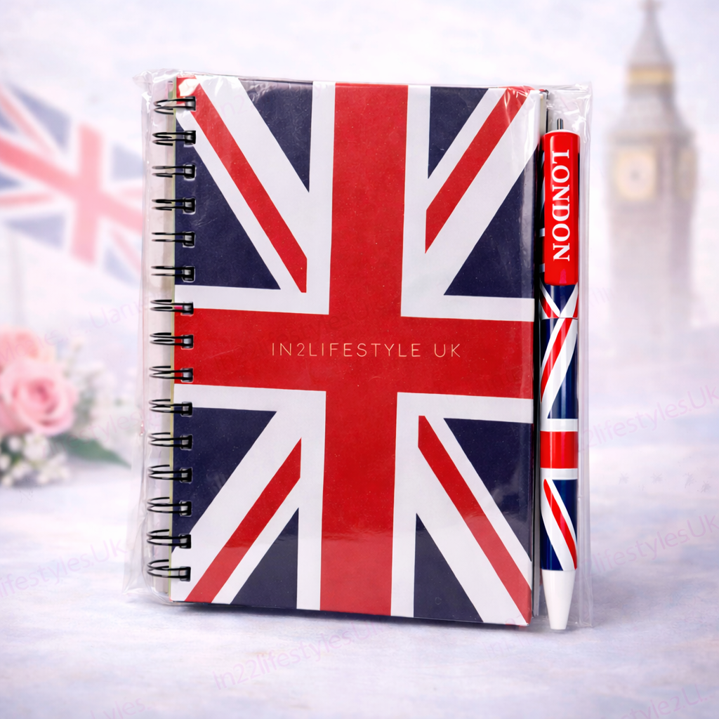 London Souvenir Spring Binded Notebook and Pen Set