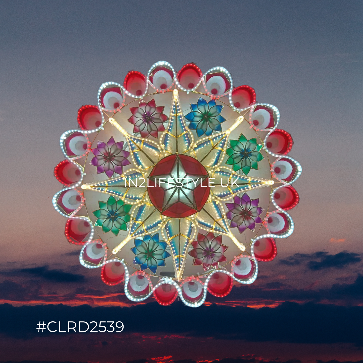 CLRD2539 Starlight Capiz Christmas Parol (UKCA / CE Certified)