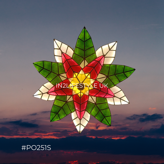 PO251S LIMITED EDITION Special Poinsettia Capiz Christmas Parol (UKCA / CE Certified)