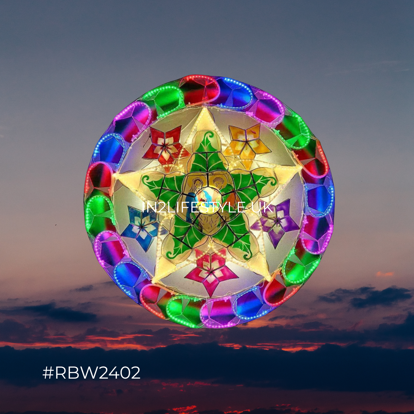 RBW252 Nativity  Rainbow Capiz Christmas Parol (UKCA / CE Certified)
